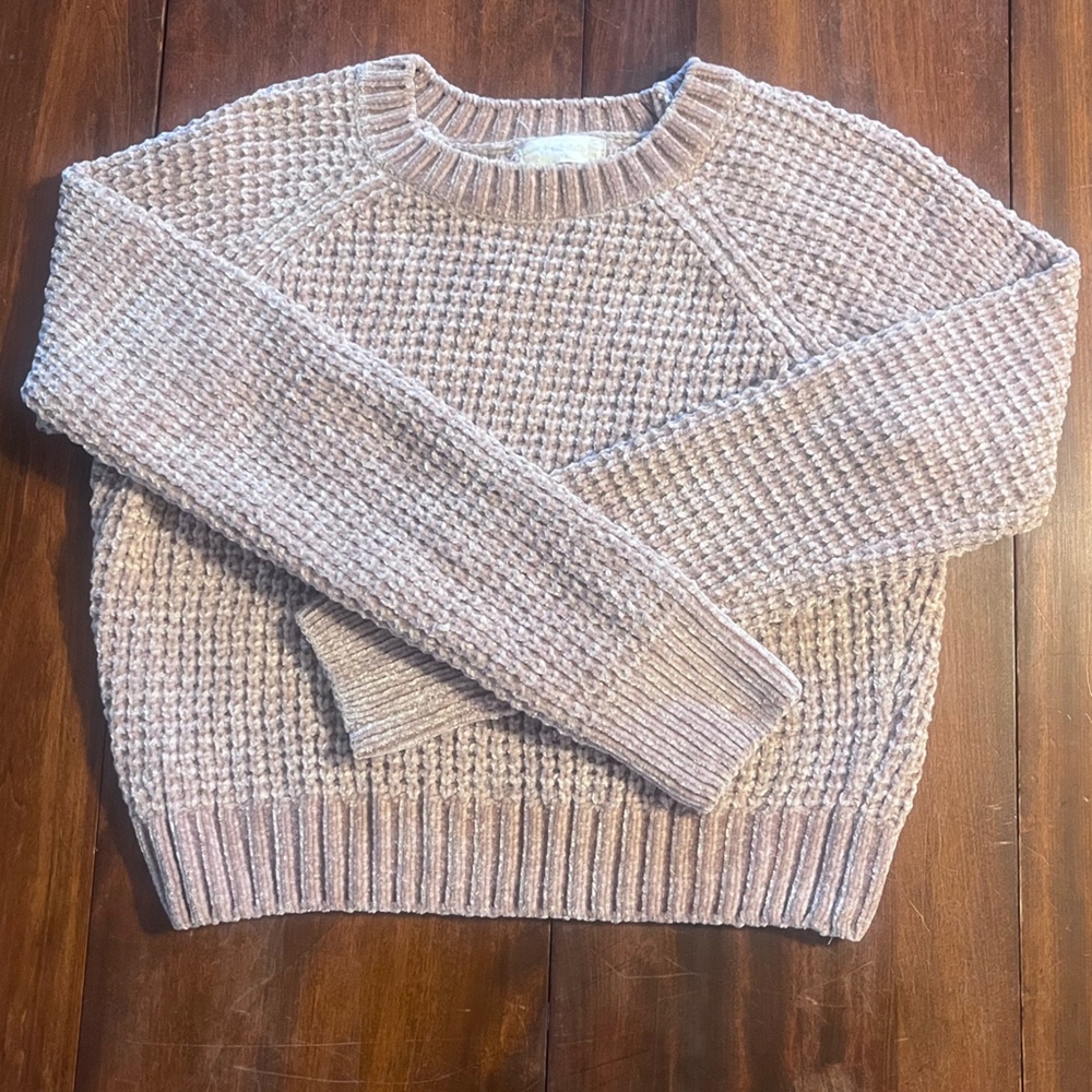 Altar’d State Velvet Beige Cropped Knit Sweater Women’s XS